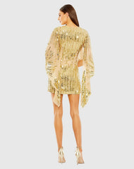 Gold Geometric Sequin Robe Dress