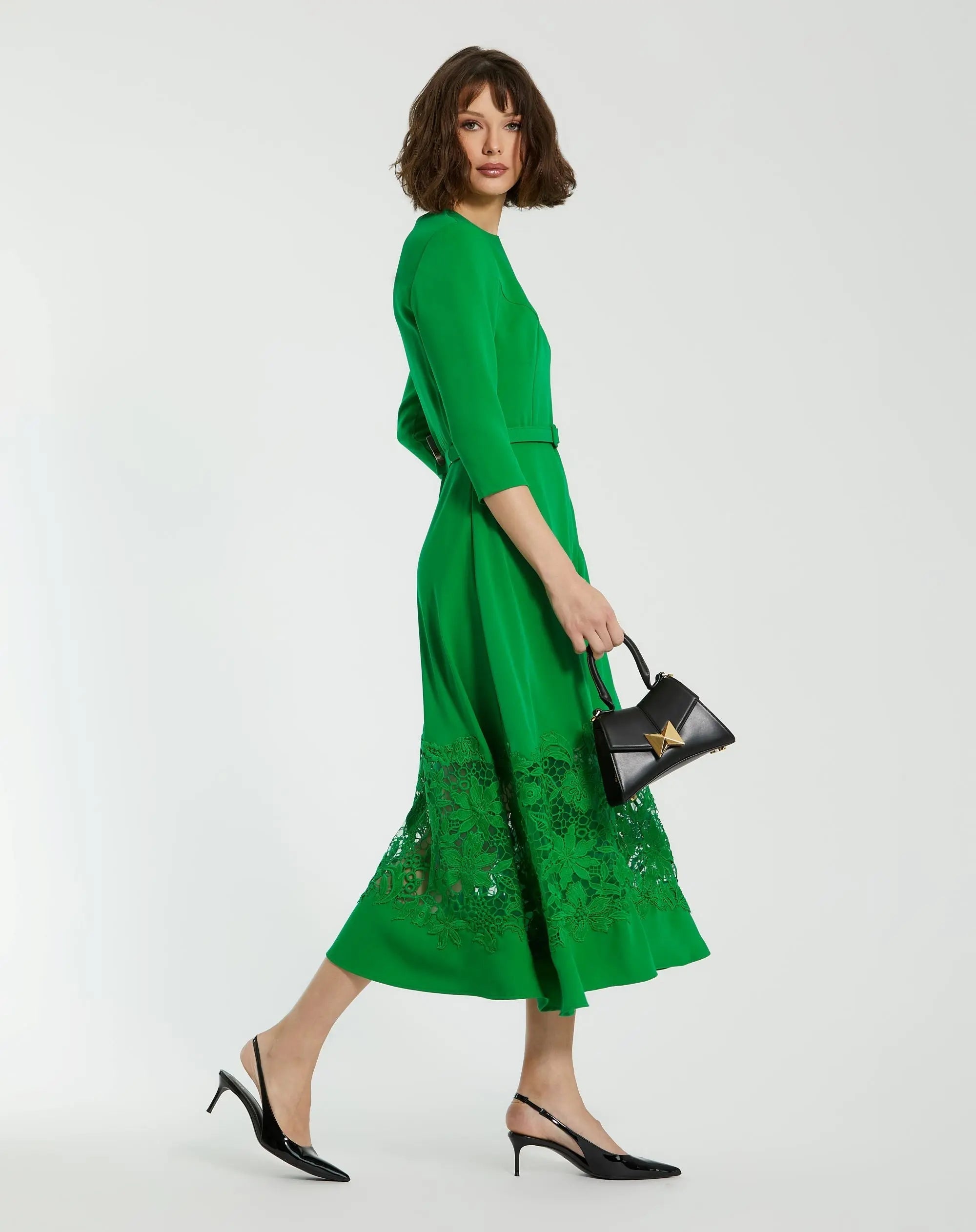 Black Angular Mini Leather Handbag With Gold Hardware