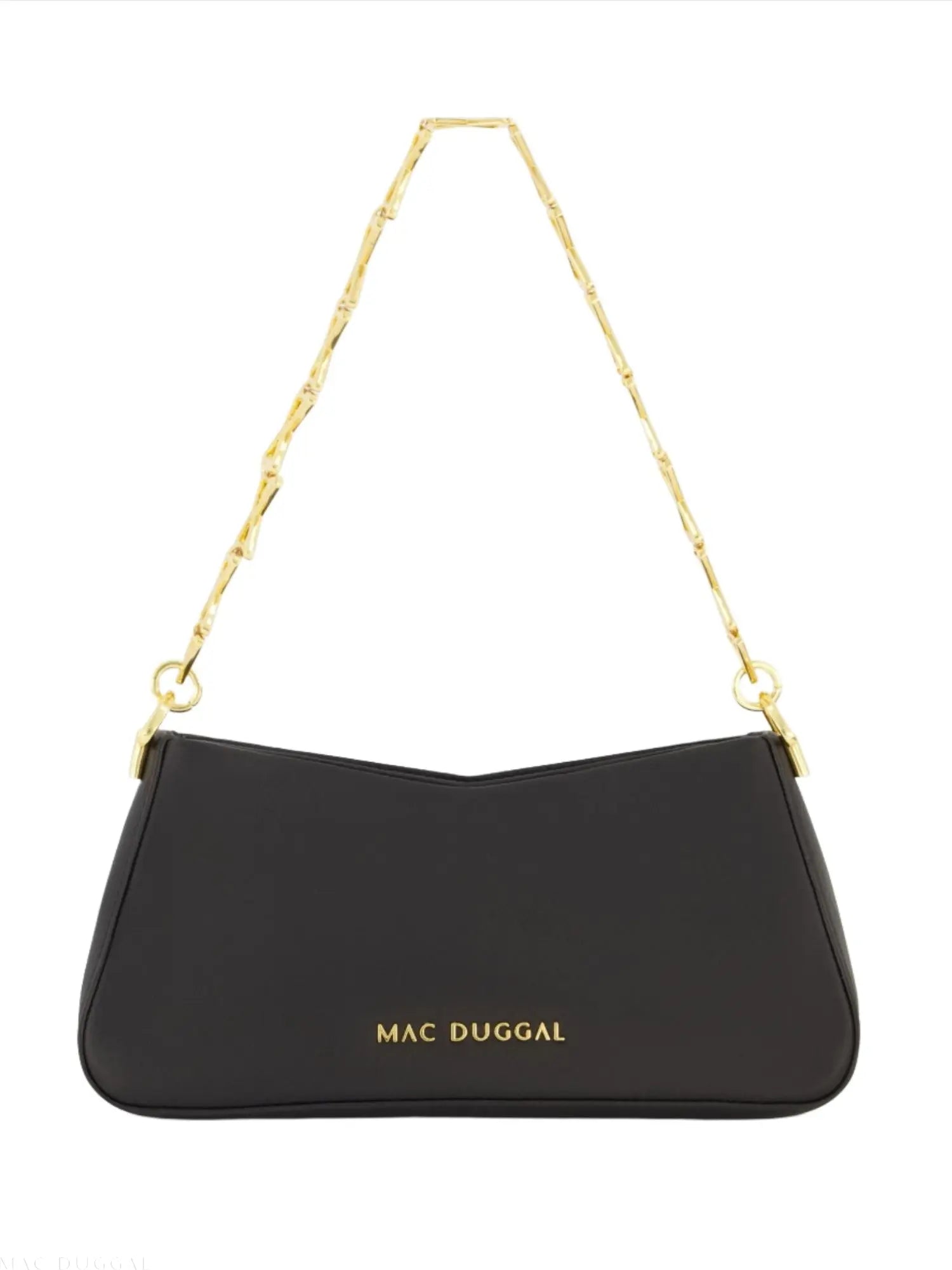 Black Small Gold Strap Nappa Leather Shoulder Bag