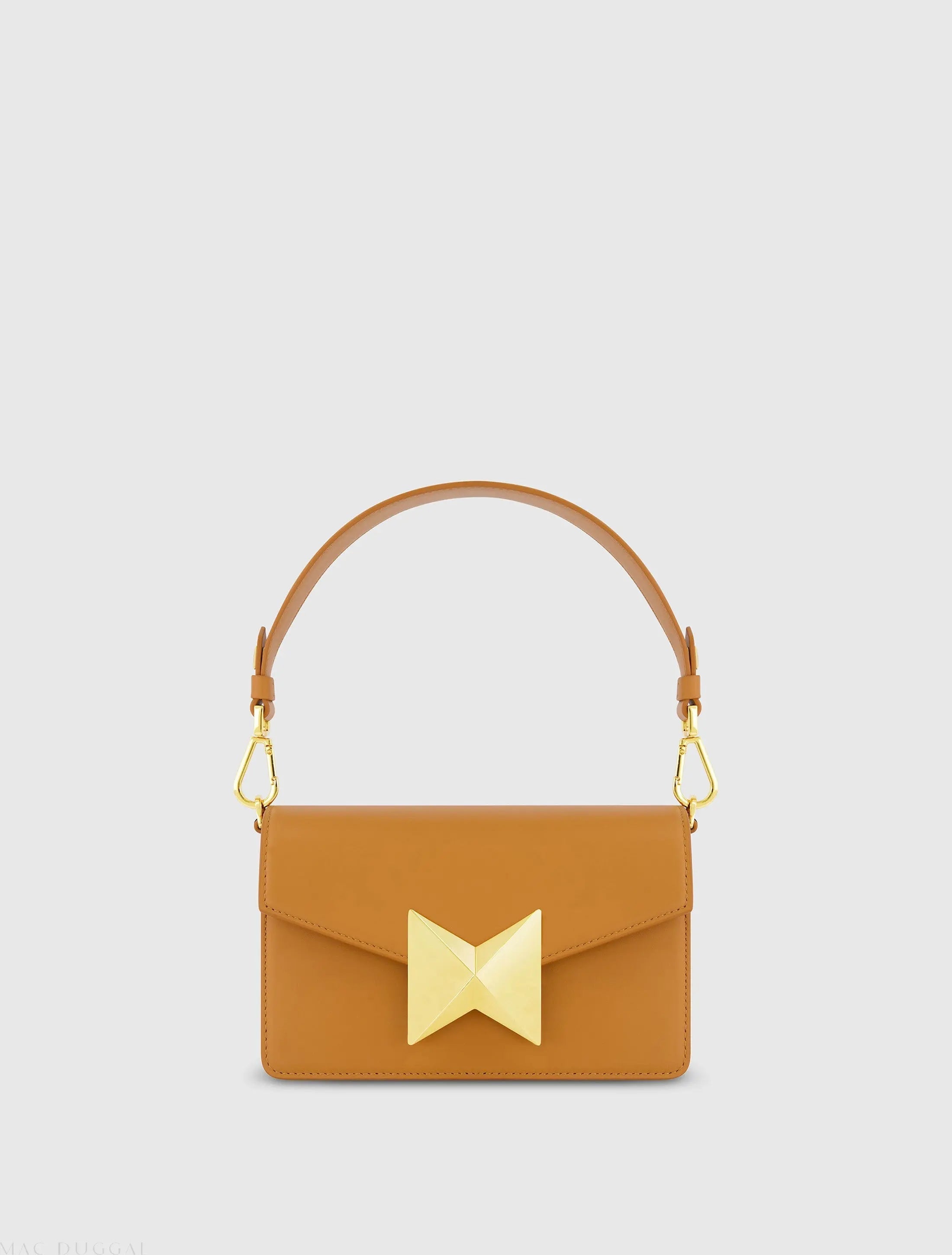 Brown Mini Leather Shoulder Handbag With Gold Hardware - FINAL SALE