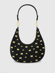 Black Leather Hobo Bag With Gold Hardware - FINAL SALE