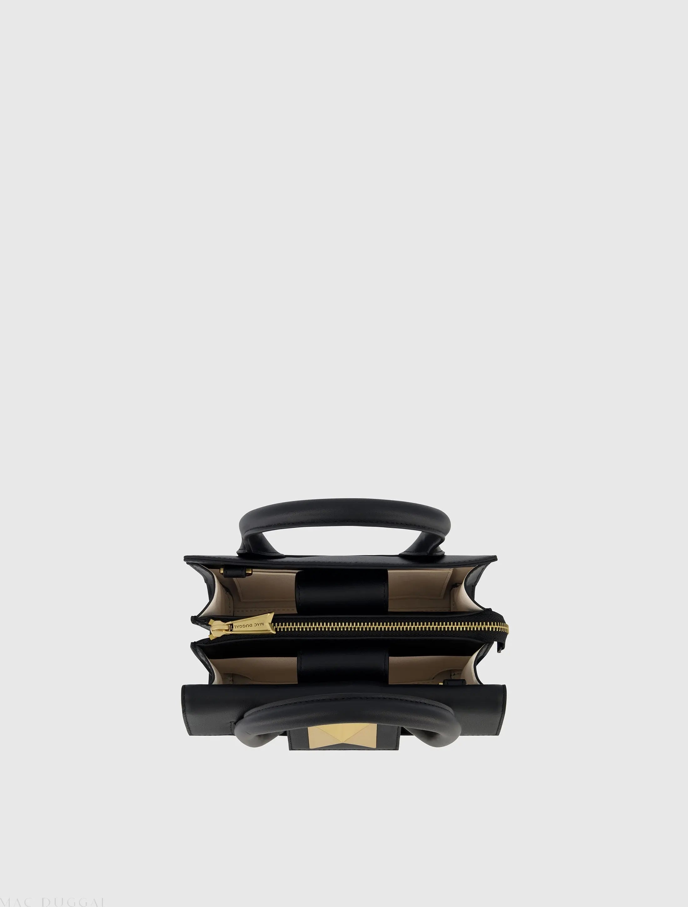 Black Small Leather Tote Bag With Gold Hardware - FINAL SALE