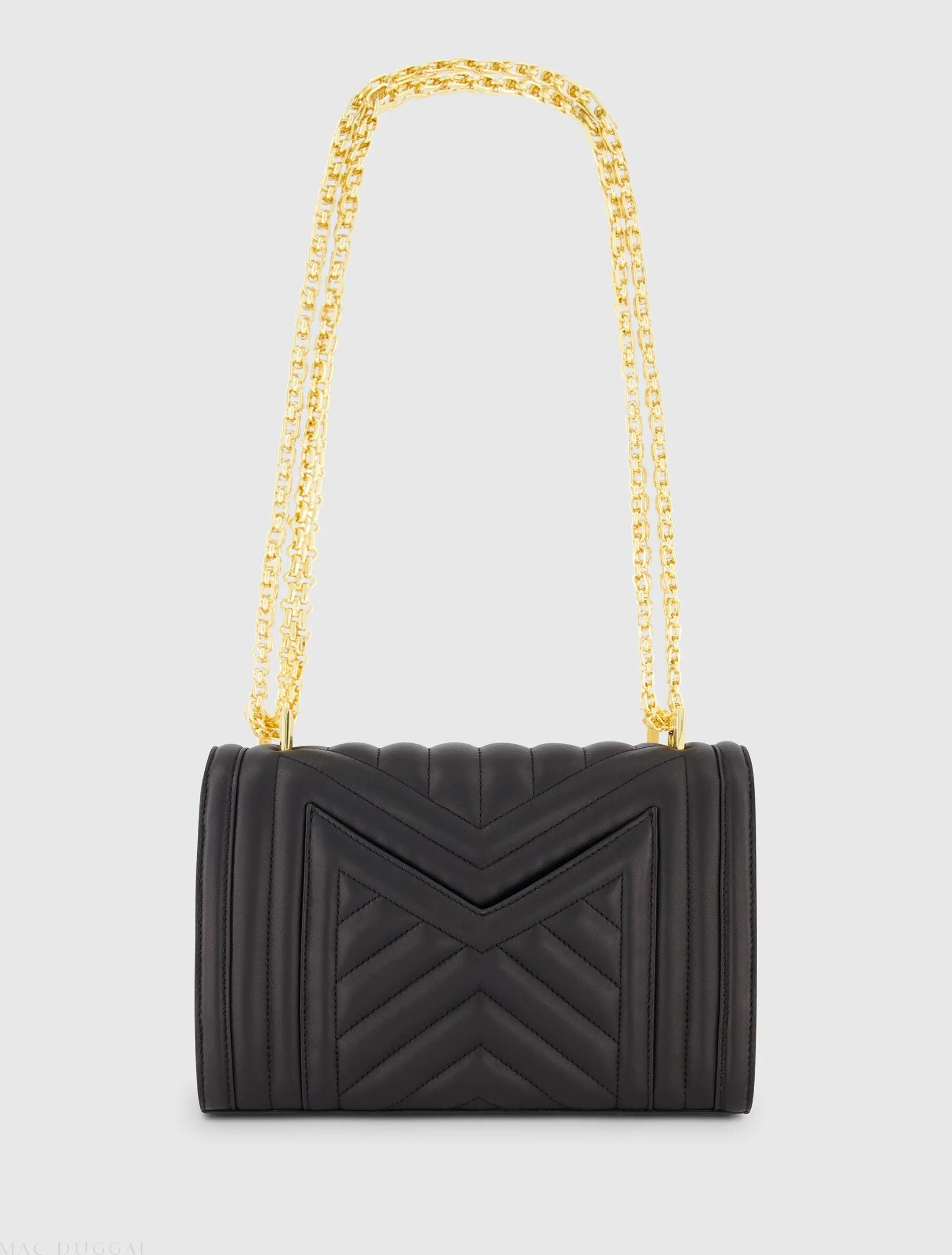 Black Quilted Napa Leather Handbag With Gold Chain