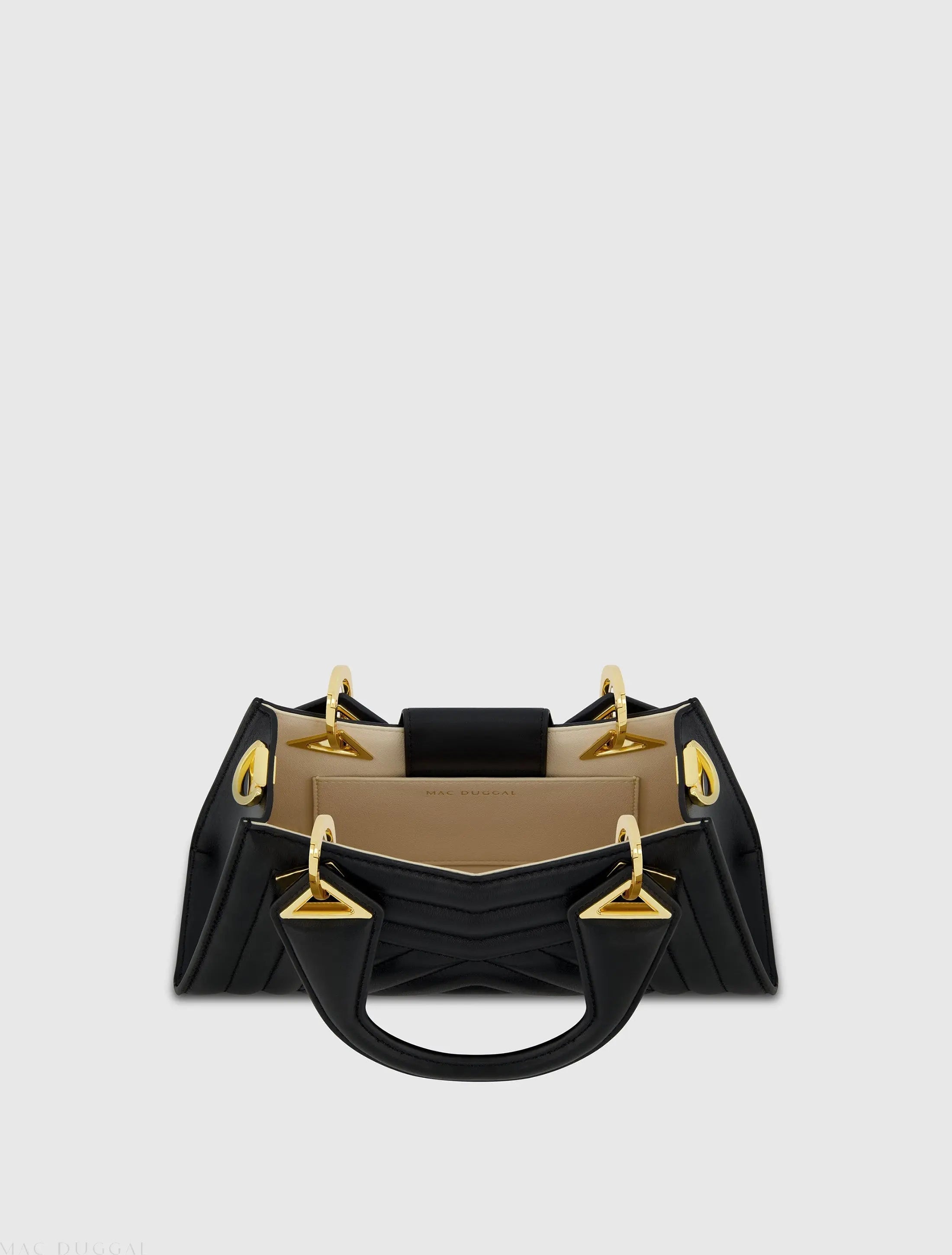 Black Angular Quilted Napa Leather Handbag