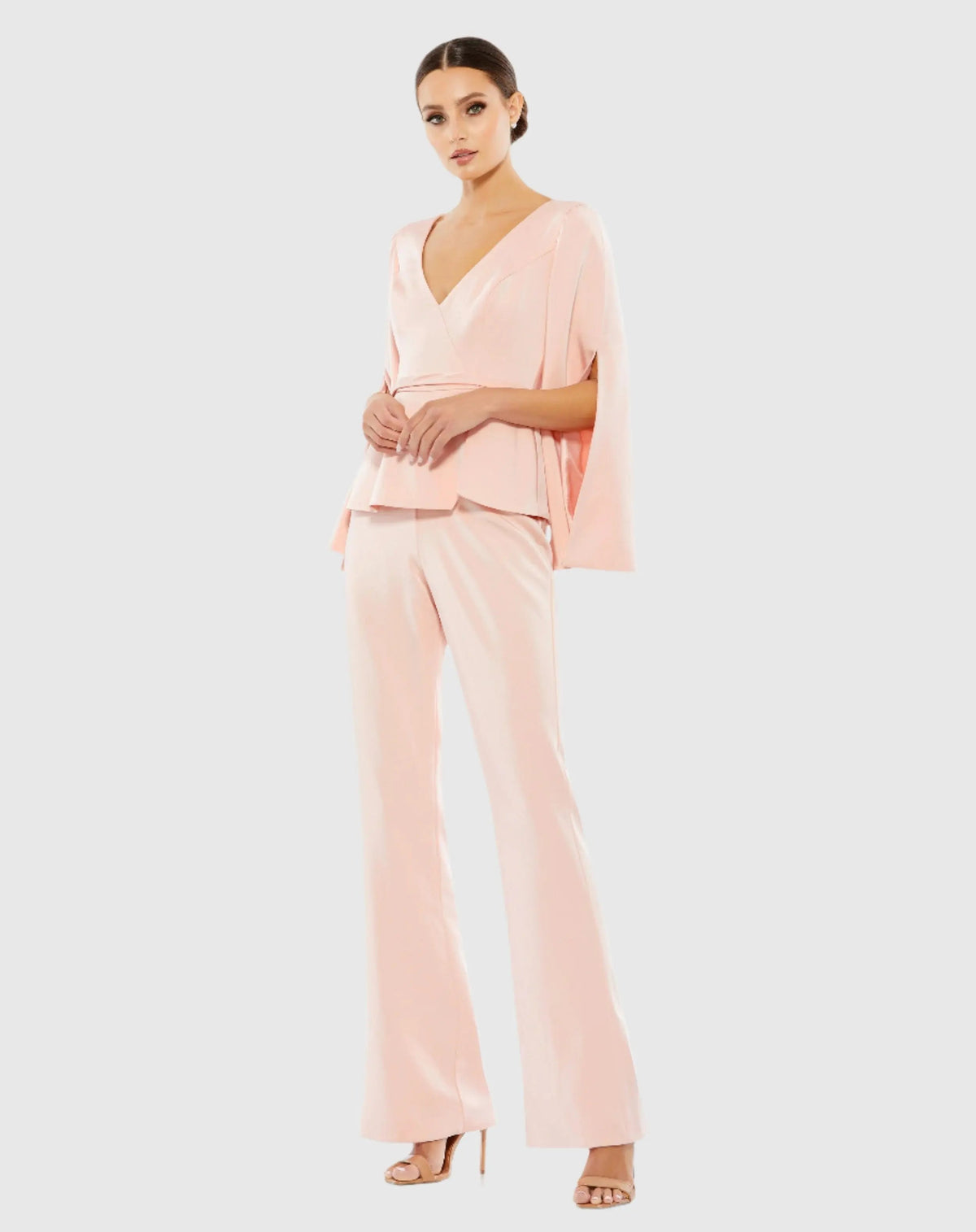 Pink Long Sleeve Crepe Pant Suit