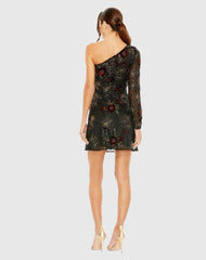 Black One Shoulder Embellished Mini Dress - FINAL SALE