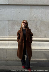 Carina Wool & Silk Scarf Coat - Chocolate