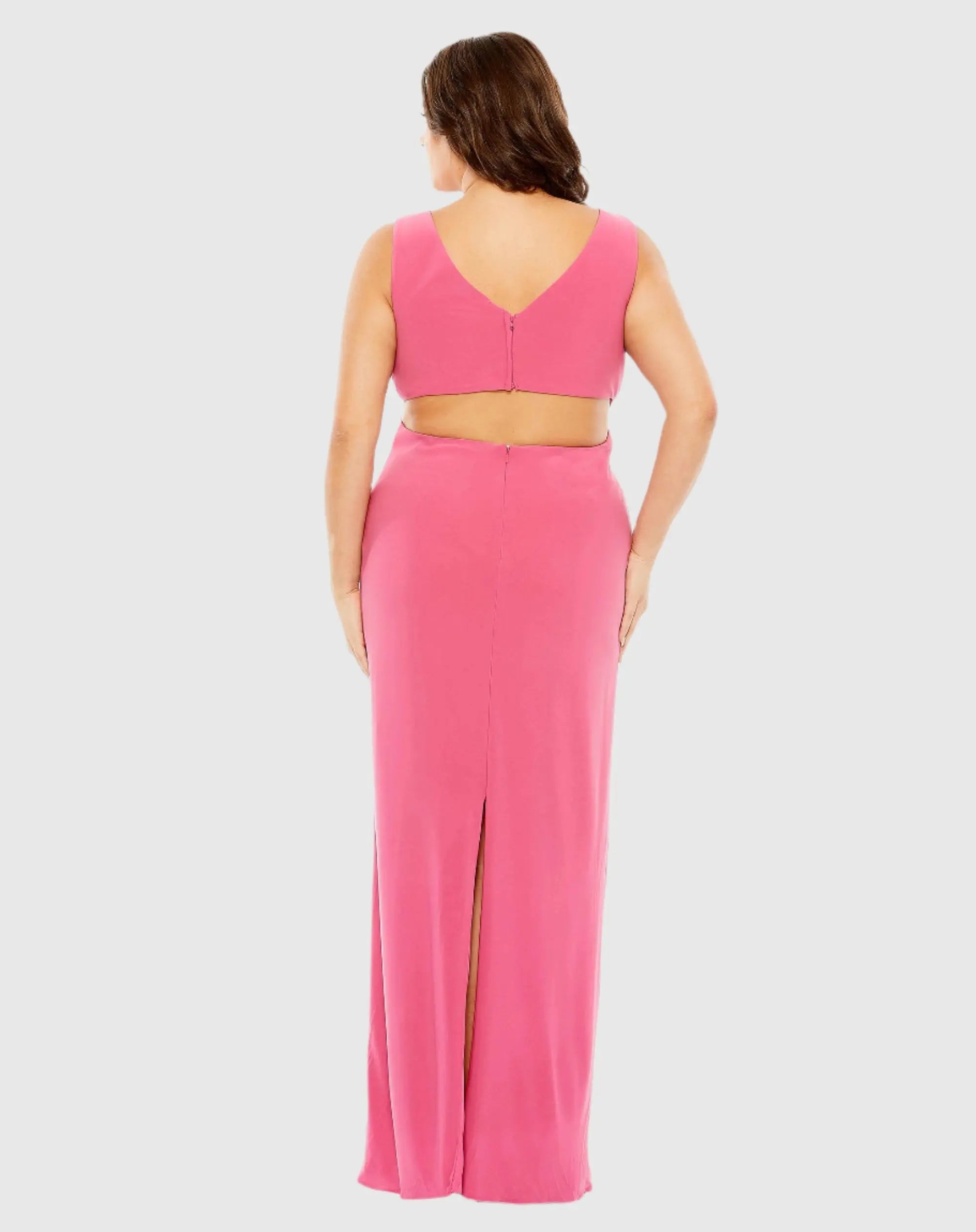 Pink Jersey V-Neck Cutout Gown