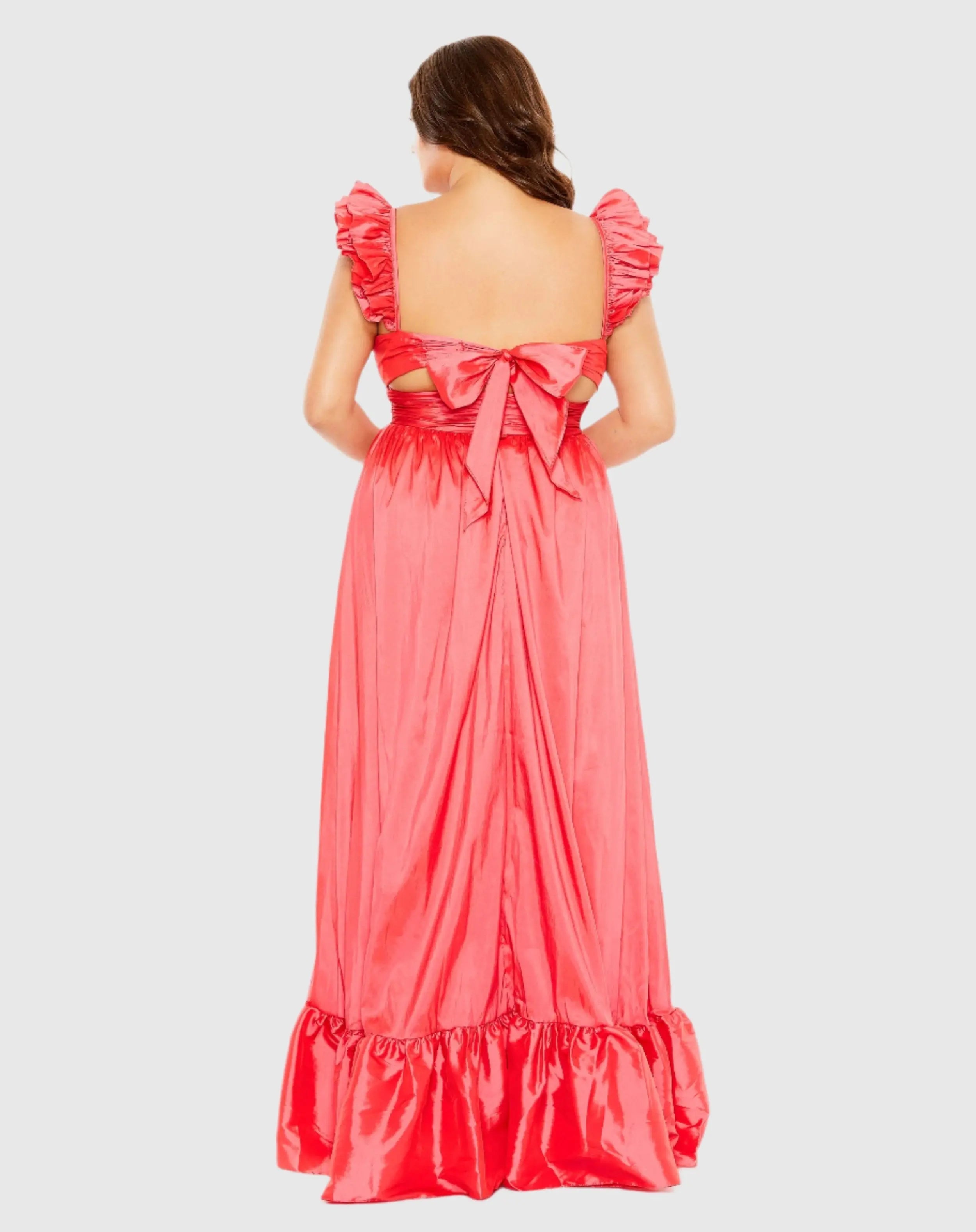 Pink Ruffle Strap High Low Gown (Plus)