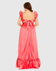 Pink Ruffle Strap High Low Gown (Plus)