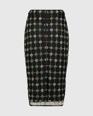Black Embellished Geometrical Skirt with Rhinestones - FINAL SALE