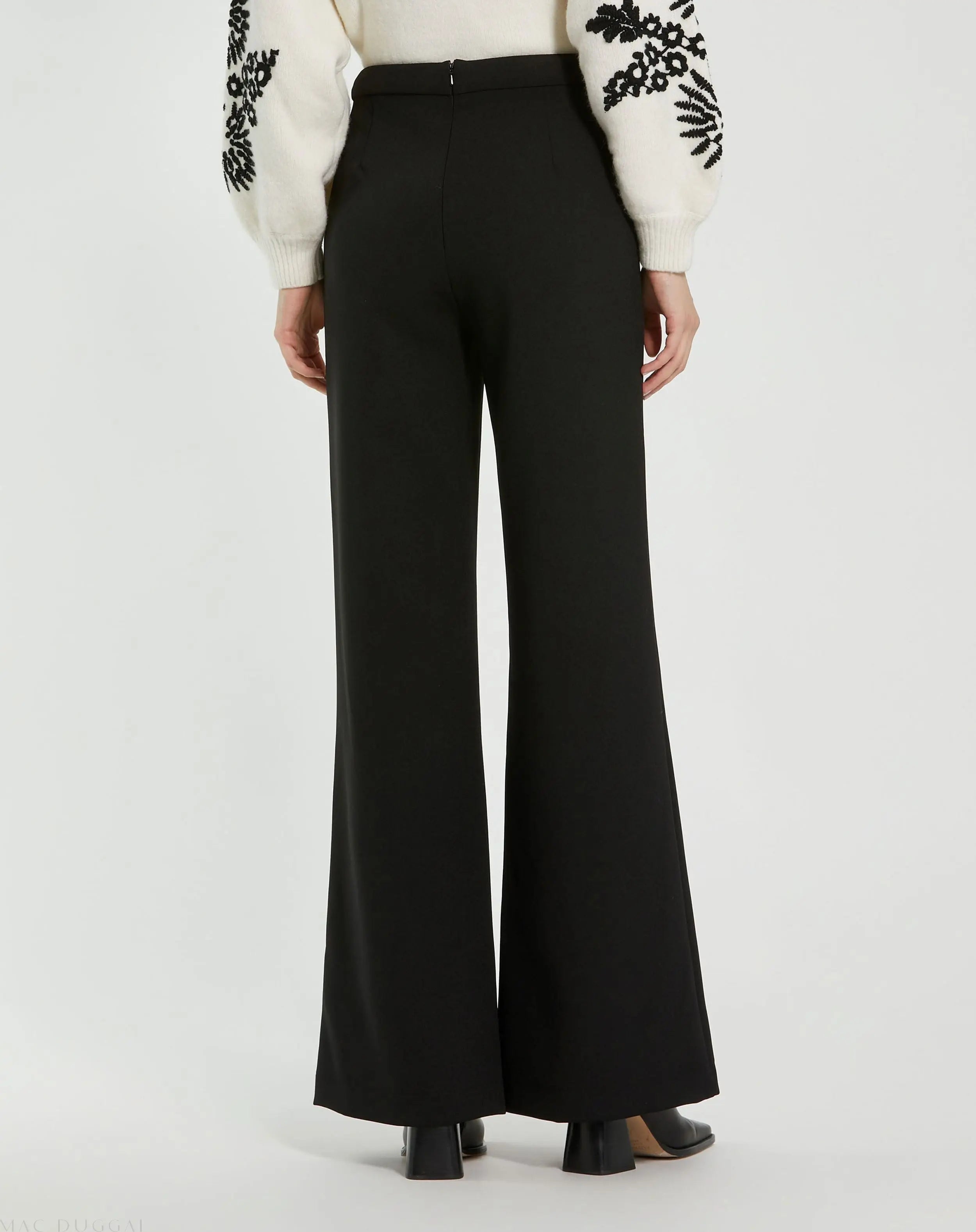 Black Classic Crepe Wide Leg High Waisted Trouser Pant - FINAL SALE