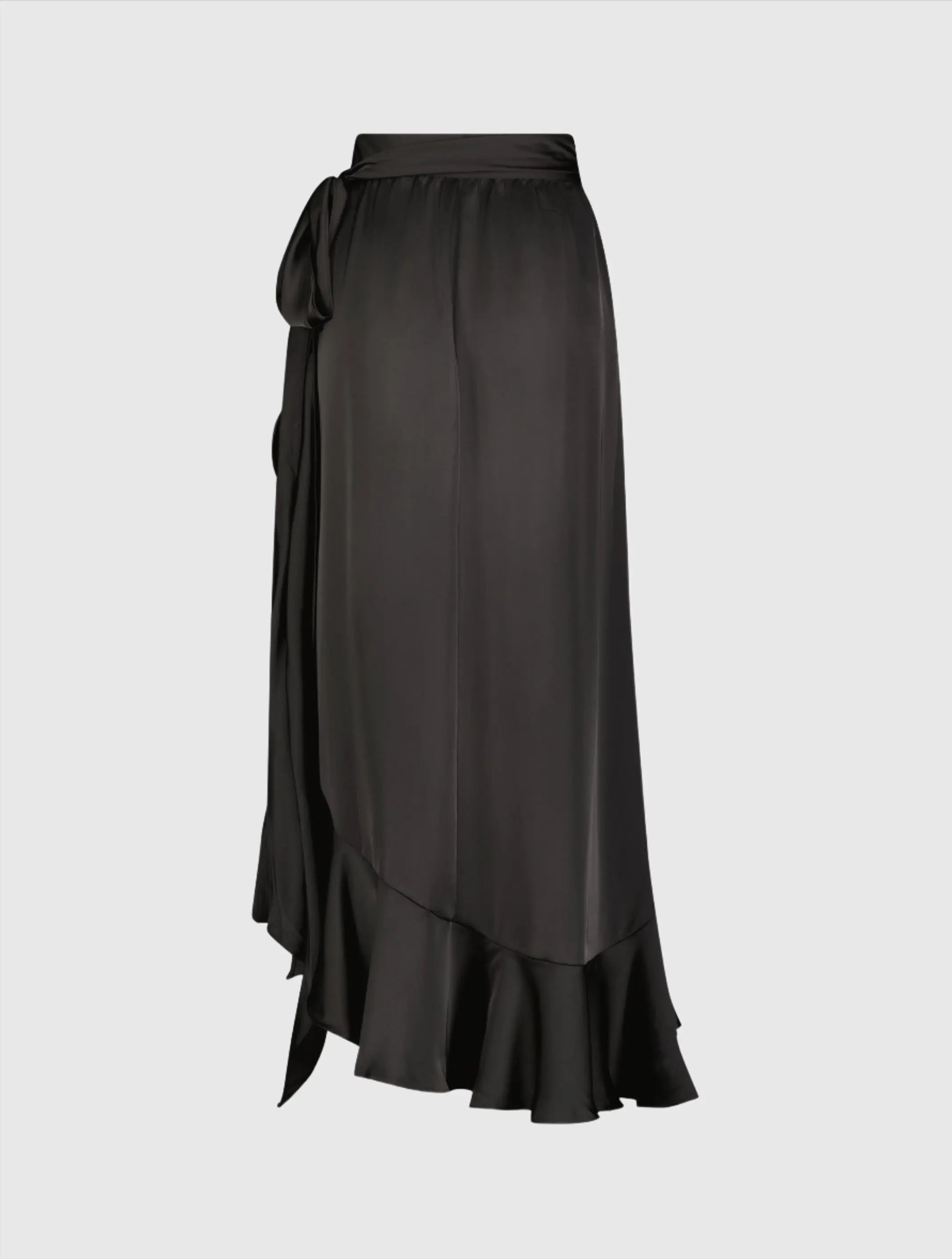 Black Satin Hi-Low Evening Wrap Skirt - FINAL SALE