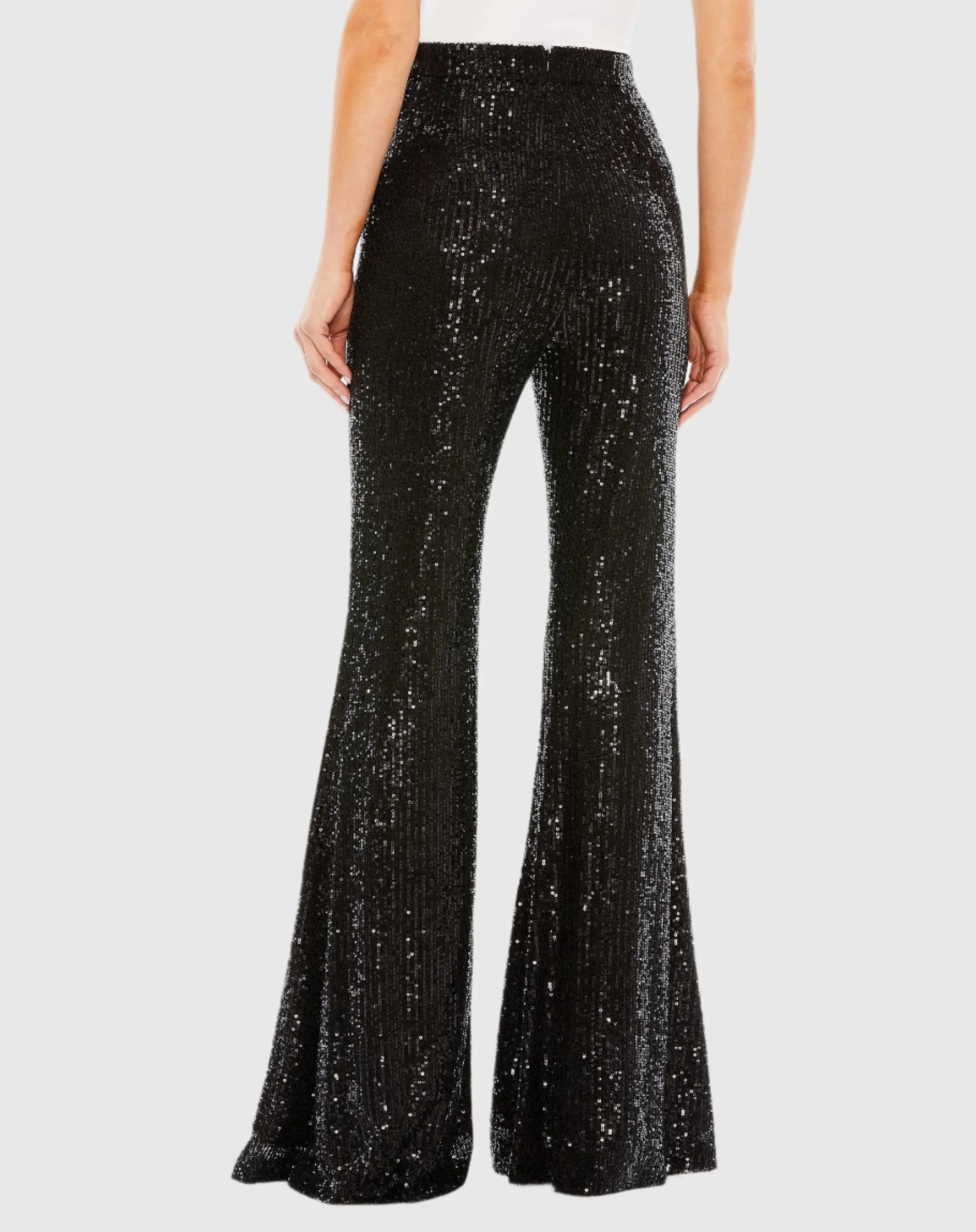 Black Sequin Flare Evening Pants - FINAL SALE