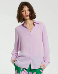 The Bentley Long Sleeve Button Up Georgette Blouse - FINAL SALE