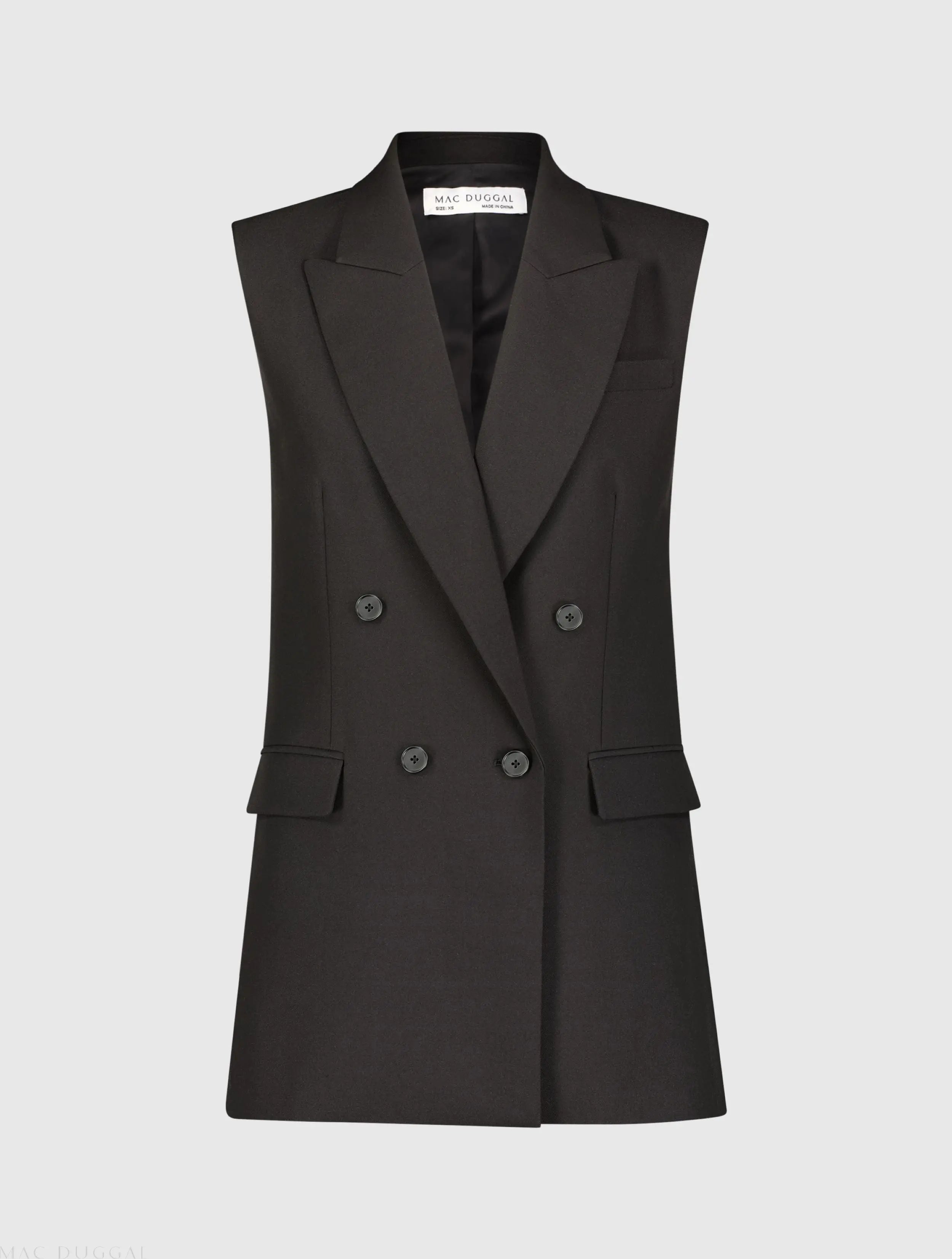 Black Tailored Crepe Sleeveless Blazer Vest - FINAL SALE