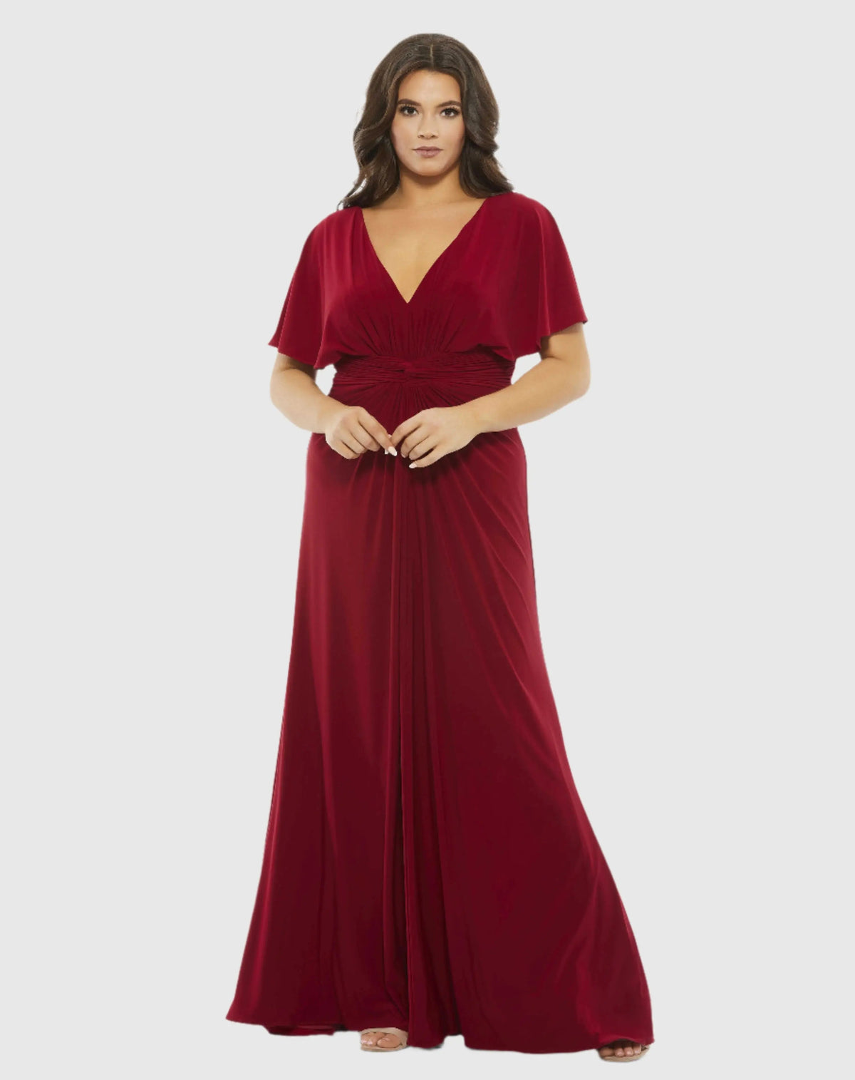 Red Twist Waist Jersey Gown (Plus)