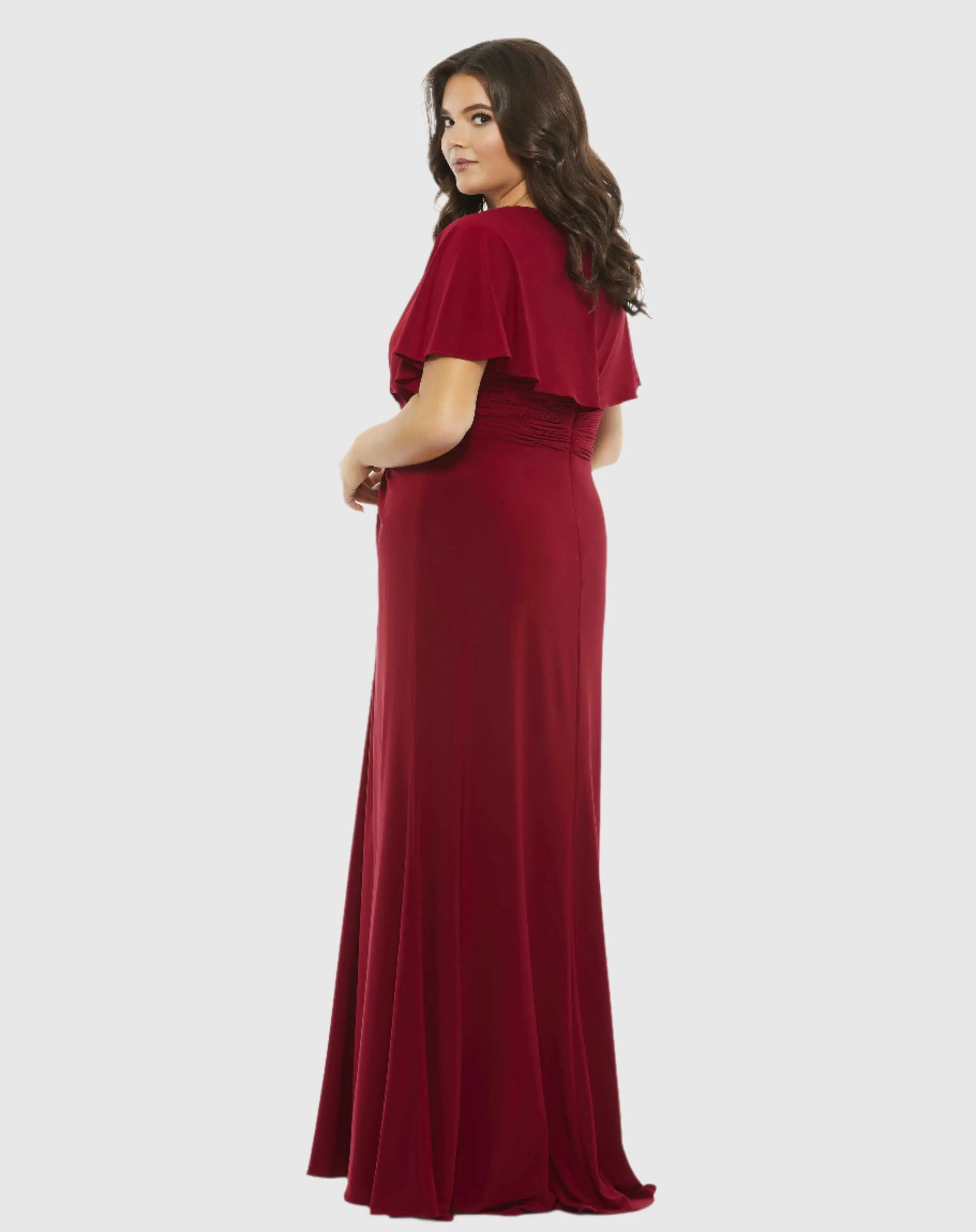 Red Twist Waist Jersey Gown (Plus)