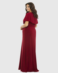 Red Twist Waist Jersey Gown (Plus)
