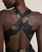 Caper Eclipse Washable Stretch Silk High Neck Midi Dress