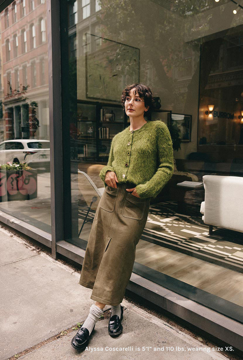 Brayden Alpaca Cardigan - Olive Green