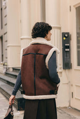 Camilla Shearling Vest Jacket - Chocolate