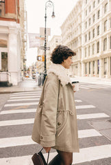 Candice Faux Fur Parka Coat - Sand