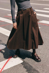 Blake Wool Blend Skirt - Chocolate