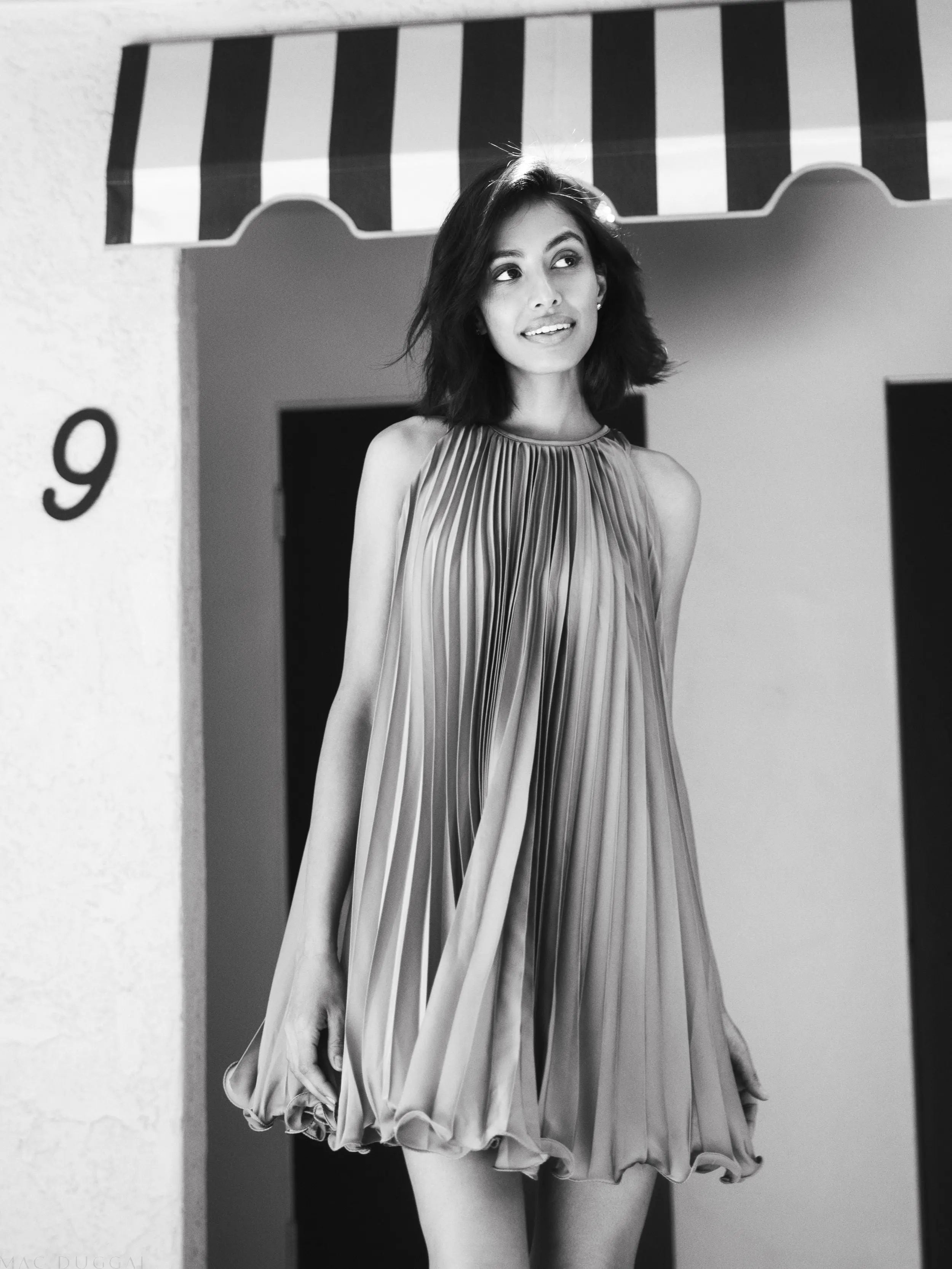 Orange Pleated Halter Neck Flowy Mini Trapeze Dress