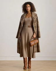 Buckle-Trim Rib-Knit Midi Dress